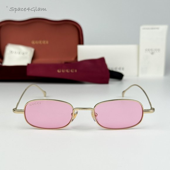 BRAND NEW Gucci GG1648S 005 Gold Pink Unisex Rectangle Sunglasses GG 1648S - Picture 1 of 15